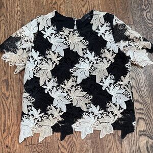 Black and Cream Lace Blouse
